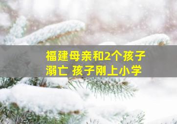 福建母亲和2个孩子溺亡 孩子刚上小学